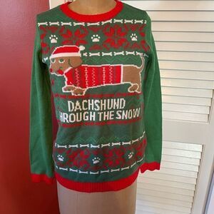 NORTHER POLE | ugly dachshund christmas sweater red & green XS